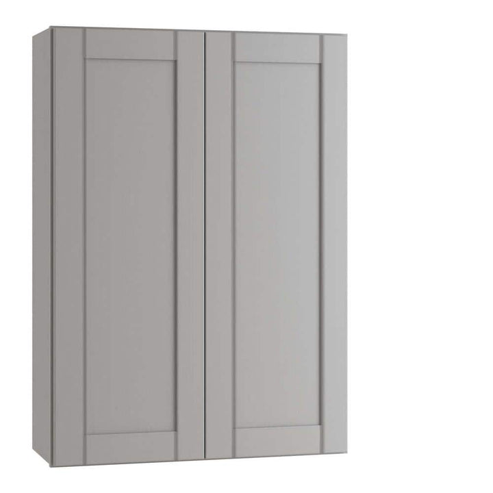 Contractor Express Cabinets Arlington Veiled Gray Plywood Shaker Stock Assembled Wall Kitchen Cabinet Soft Close 27 in W x 12 in D x 42 in H