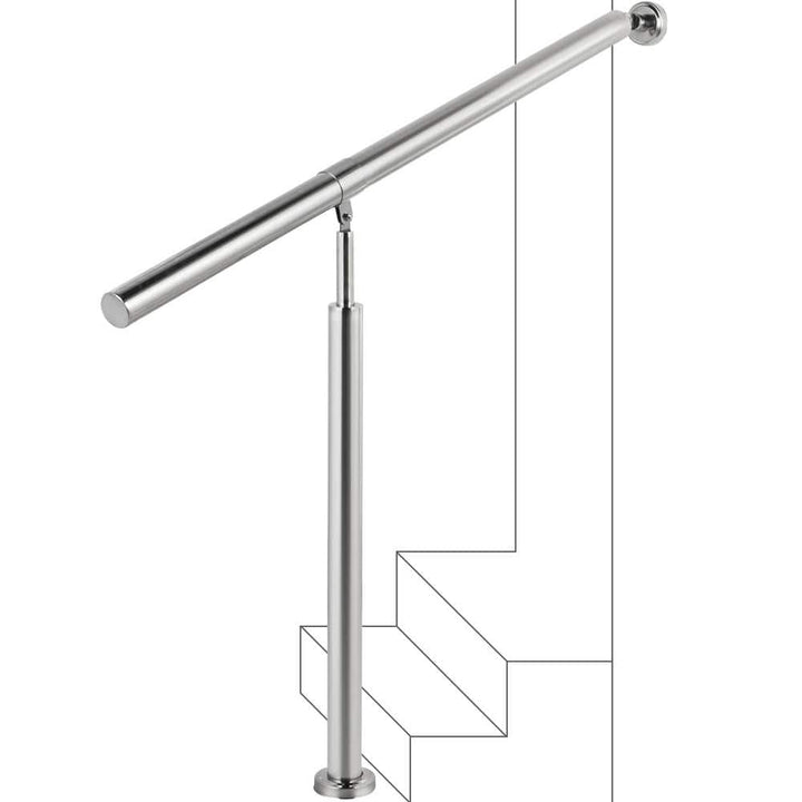 VEVOR 59 in. W x 35.4 in. H Single Post Handrails 304 Stainless Steel Handrails for Outdoor Steps, Silver
