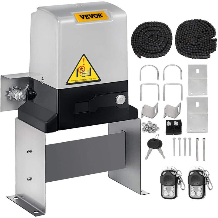 VEVOR Sliding Gate Opener AC 600 1400 lbs. with 2 Remote Controls Move Speed 43 ft. Per Min Slide Gate Opener Kit for Security