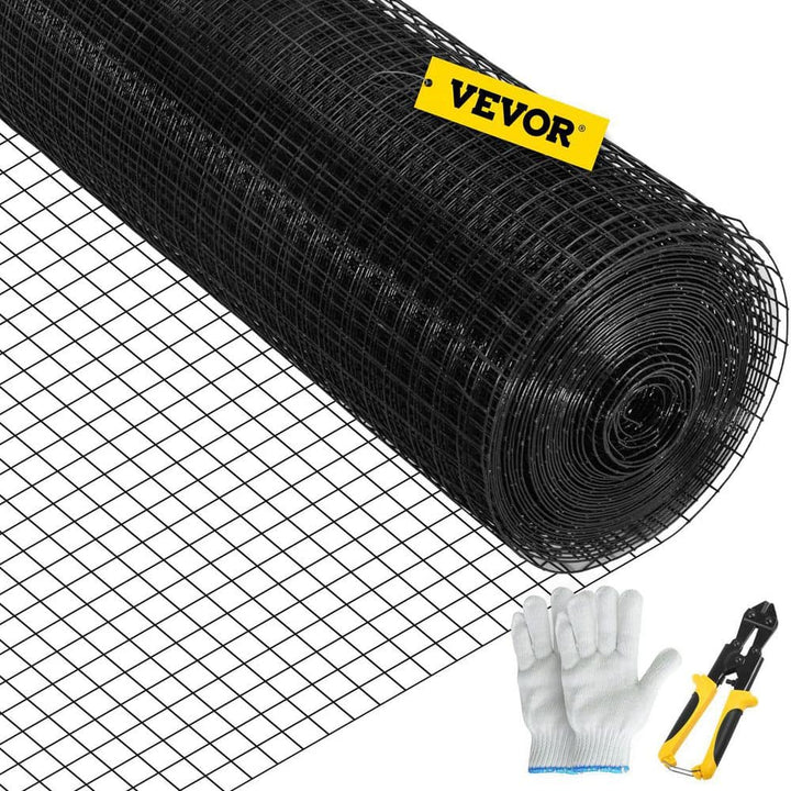 VEVOR Hardware Cloth 24 in. x 100 ft. Galvanized Steel Vinyl Coated 16-Gauge Wire Fencing for Garden Fencing, Black