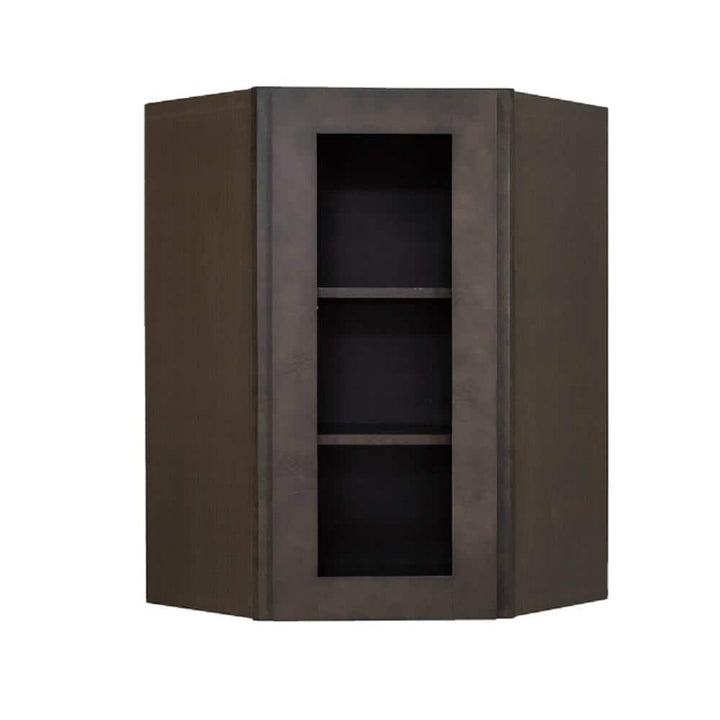 LIFEART CABINETRY Lancaster Shaker Assembled 24 in. x 30 in. x 12 in. Wall Diagonal Corner Mullion Door Cabinet in Vintage Charcoal