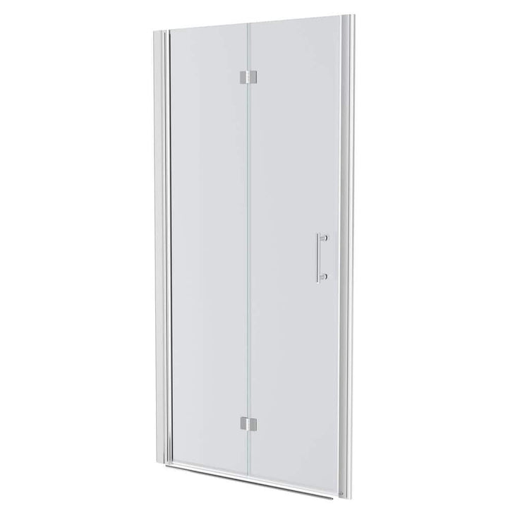 WELLFOR 32 in. W x 72 in. H Bifold Frameless Shower Door with Tempered Clear Glass in Chrome