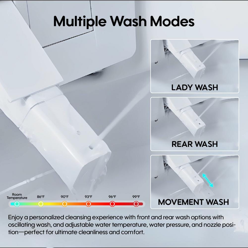 ANGELES HOME Elongated Smart Toilet Bidet with Automatic Features & Night Light