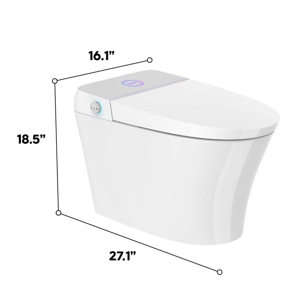 ANGELES HOME Elongated Smart Toilet Bidet with Adjustable Sprayer & Deodorizing in White