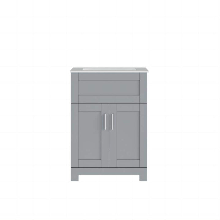 ANGELES HOME 24-inch Gray MDF Bathroom Vanity with Drop-in Laundry Sink and Cabinet