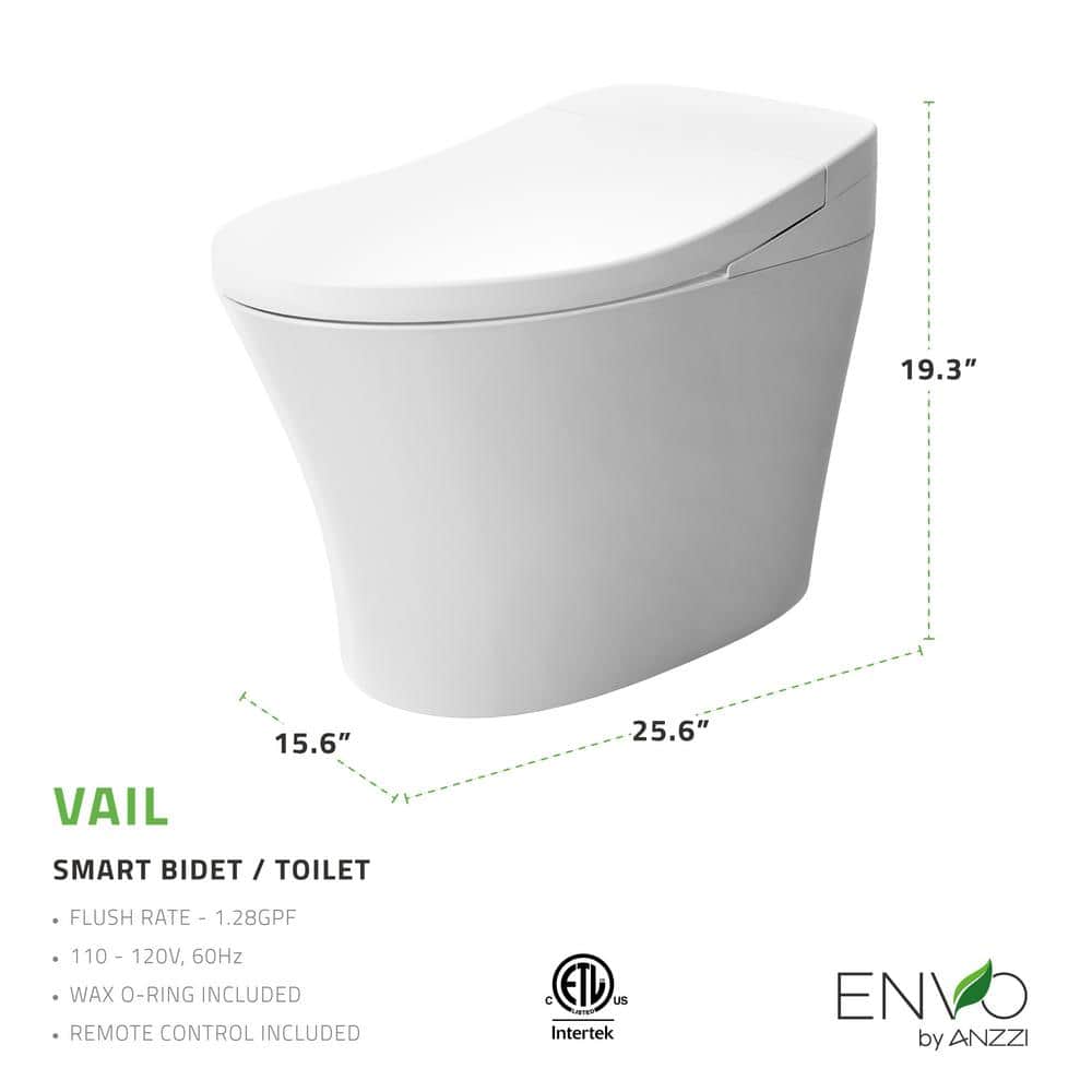 ANZZI ENVO Vail Elongated Smart Bidet Toilet with Remote Control and Heated Seat