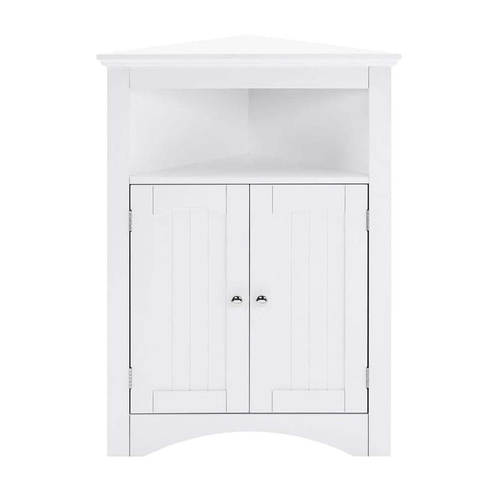 Aoibox 24 in. W x 12 in. D x 32 in. H in White Assembled Floor Corner with Doors and Shelves for Bathroom, Kitchen Cabinet
