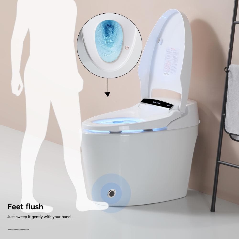 Smart Elongated Bidet Toilet with Adjustable Sprayer, Deodorizing, and Soft Close