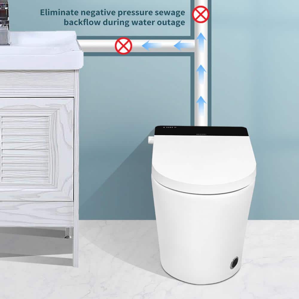 BWE Stylement Tankless Smart Bidet One Piece Toilet Square in White with Auto Open/Close and Flush
