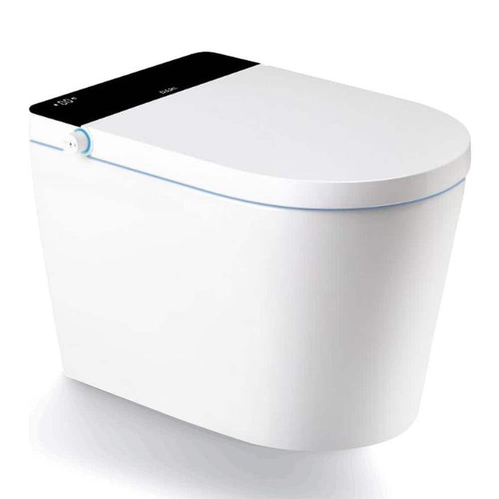 BWE Stylement Tankless Smart Bidet One Piece Toilet Square in White with Auto Open/Close and Flush