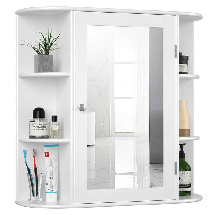 Costway 6.5 in. x 25 in. x 26 in. White Multipurpose Wall Surface Mount Bathroom Storage Medicine Cabinet with Mirror