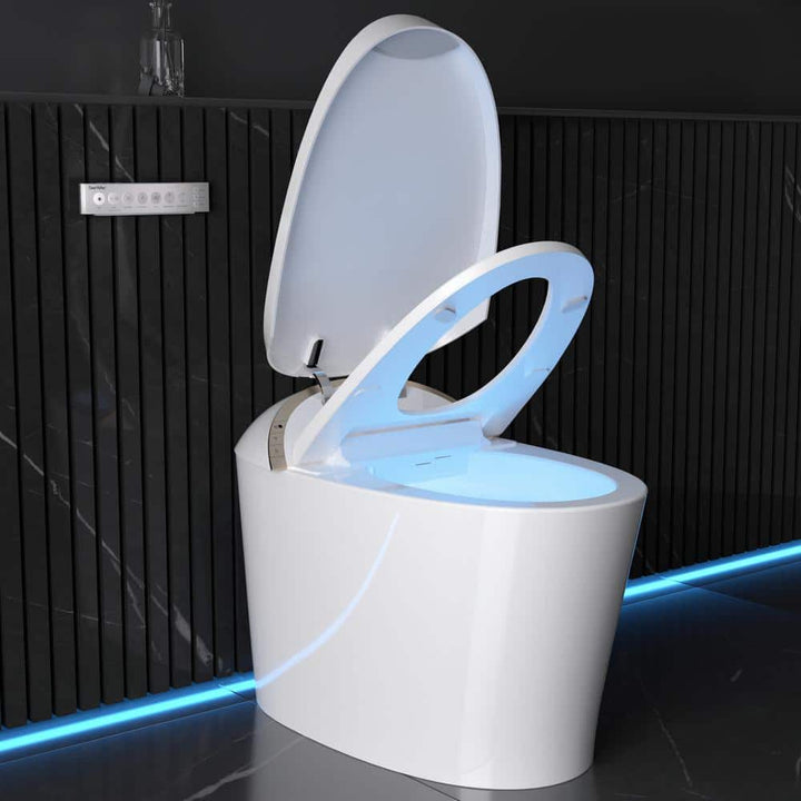 DEERVALLEY Tankless Elongated Smart Toilet Bidet with Auto Close, UV Sterilization & Warm Water Dryer