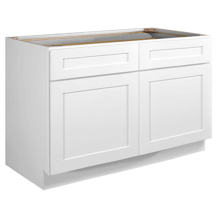 Design House Brookings Solid Wood Assembled Shaker 48 in. x 34.5 in. x 24 in. 2 Door 2 Drawer Base Kitchen Cabinet B48 in White