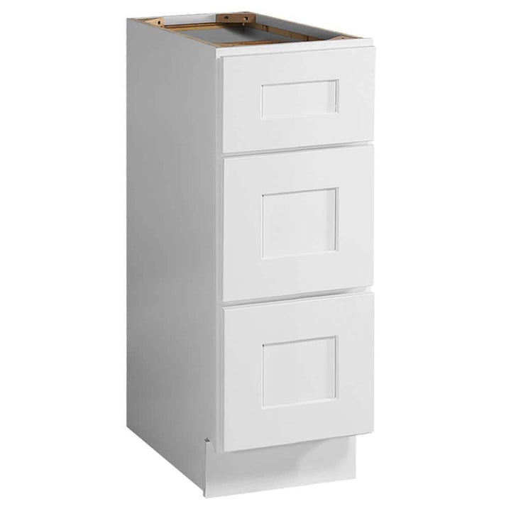 Design House Brookings Solid Wood Assembled Shaker 12 in. x 34.5 in. x 24 in. 3 Drawer Base Kitchen Cabinet 3DB12 in White