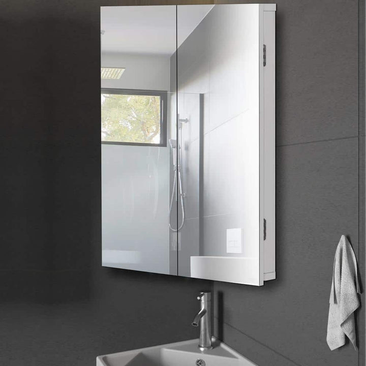 eclife 17.8 in. W x 23.5 in. H Rectangular Double Door Corner Surface Mount Frameless Medicine Cabinet with Mirror in White