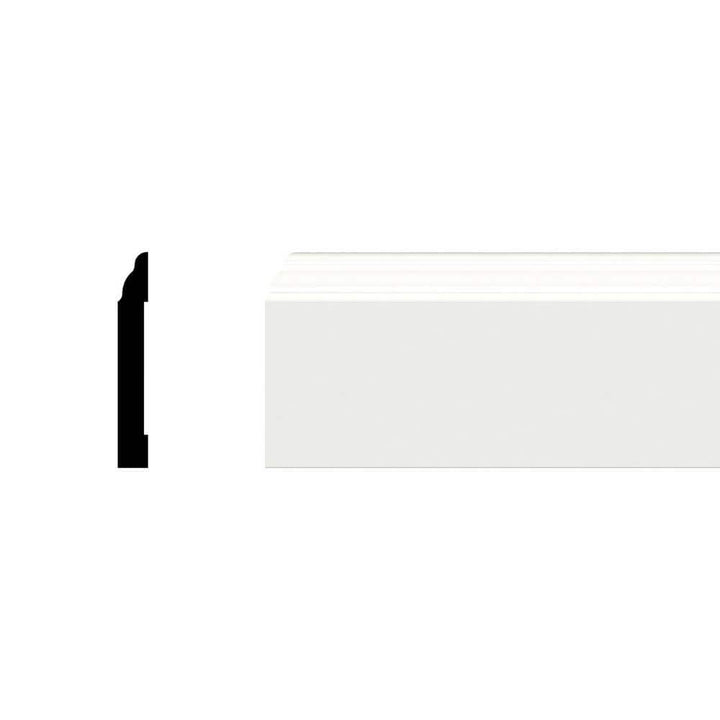 Ekena Millwork 3-1/4 in. x 1/2 in. x 96 in. Base Moulding, PVC (8-Pack)