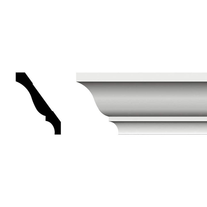 Ekena Millwork 3-3/8 in. x 4-1/4 in. x 96 in. Crown Moulding, PVC (8-Pack)