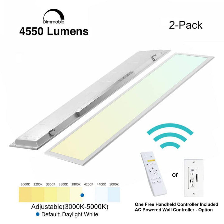 eSenLite 1 ft. x 4 ft. 400W Equivalent 4200LM White Dimmable Color CCT Thin Aluminum Integrated LED Panel Light Troffer (2-PK)