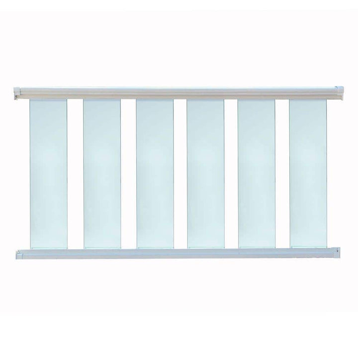 EZ Handrail 8 ft. x 42 in. White Aluminum Frame Glass Baluster Railing Kit