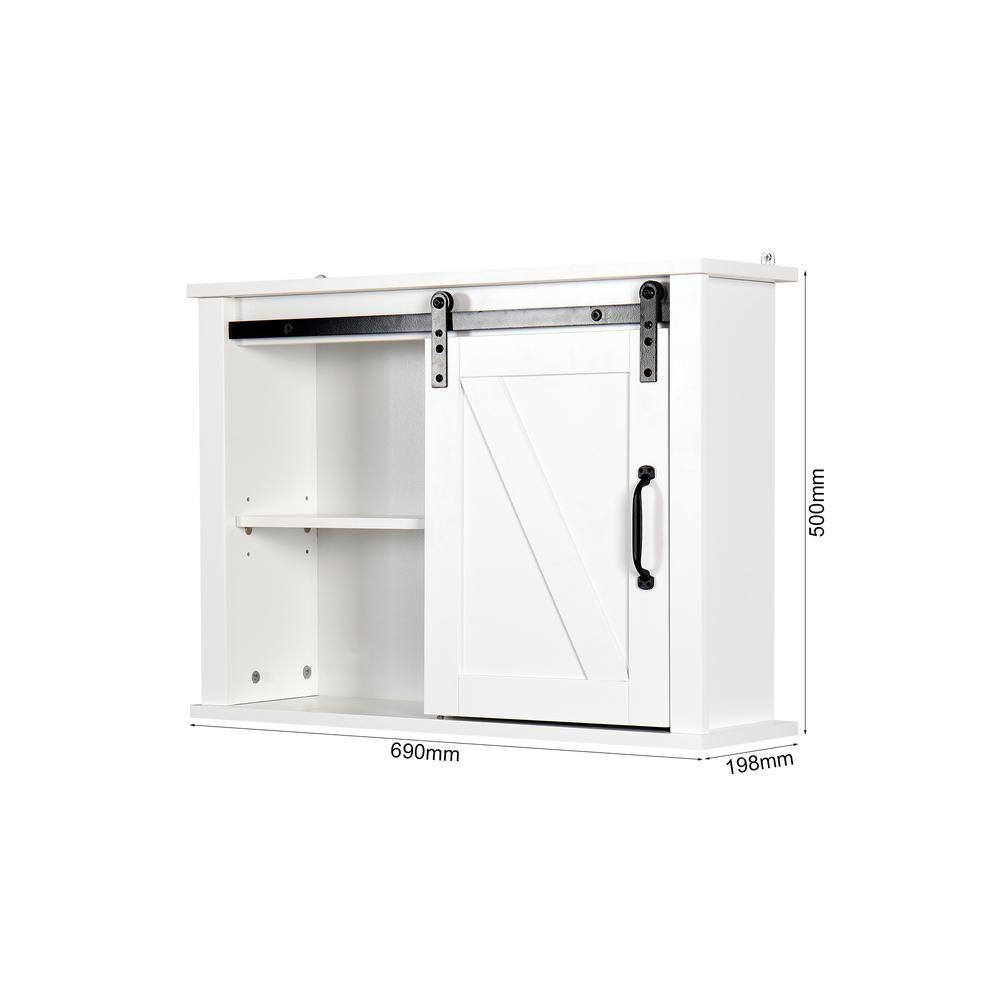 FAMYYT 27 in. W x 19.7 in. H Rectangular White Surface Mount Medicine Cabinet without Mirror with Adjustable Shelves