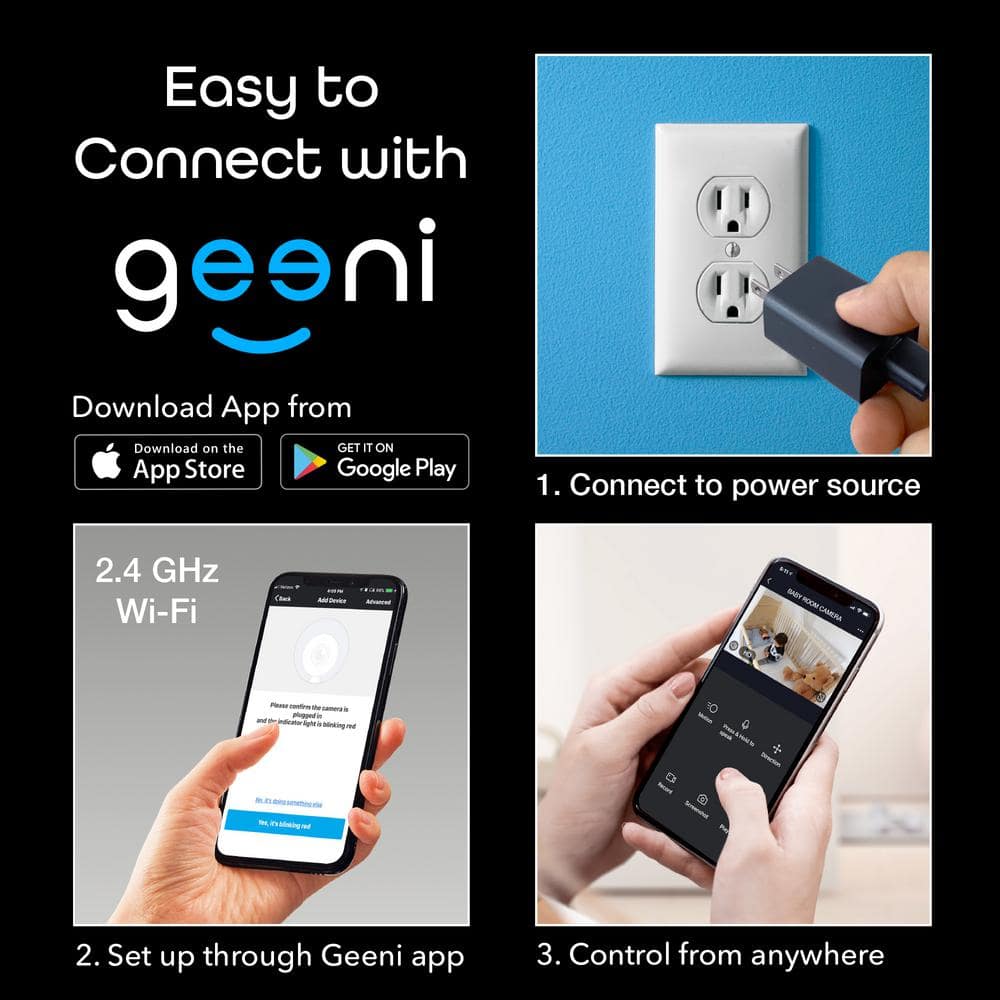 Geeni Sentinel 1080p HD Indoor Tilt Wi-Fi Wireless Camera with Voice Control and Motion Alerts No Hub Required
