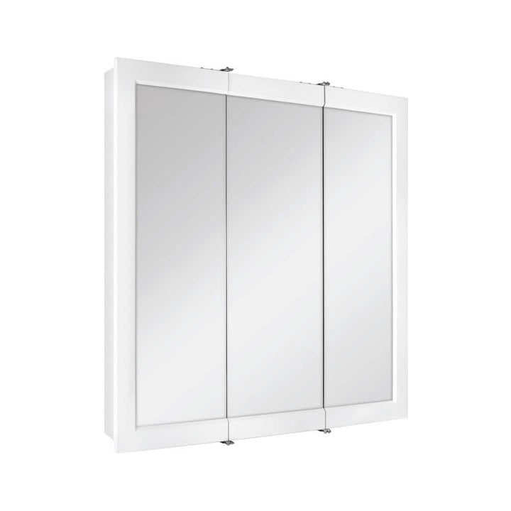 Glacier Bay 30-3/16 in. W x 29 in. H Framed Surface-Mount Tri-View Bathroom Medicine Cabinet with Mirror, White