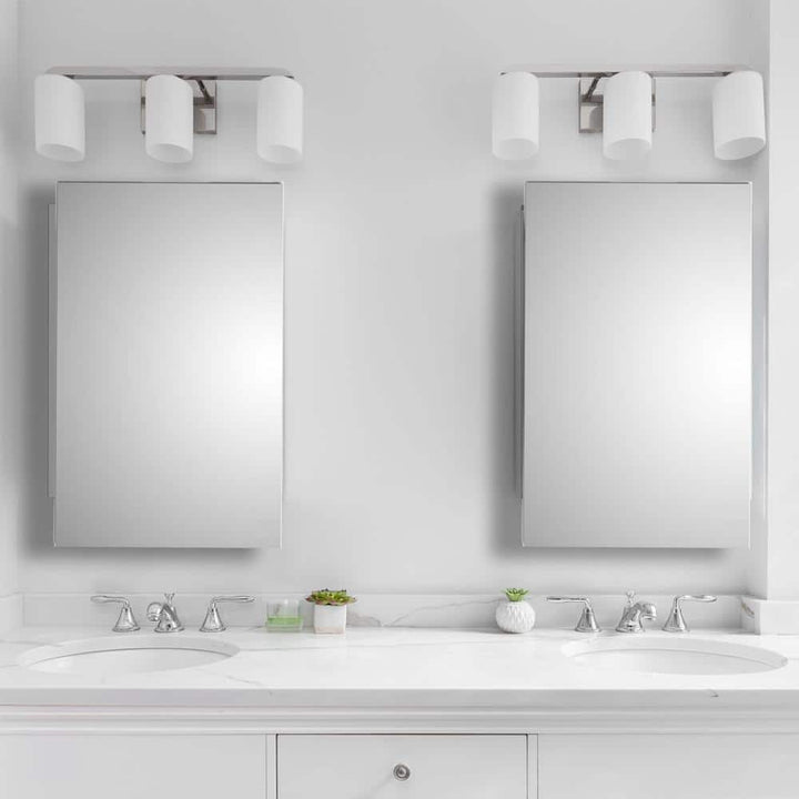 Glacier Bay Spacecab 16 in. W x 26 in. H Rectangular Frameless Recessed Medicine Cabinet with Polished Edge Mirror and 6-Shelves