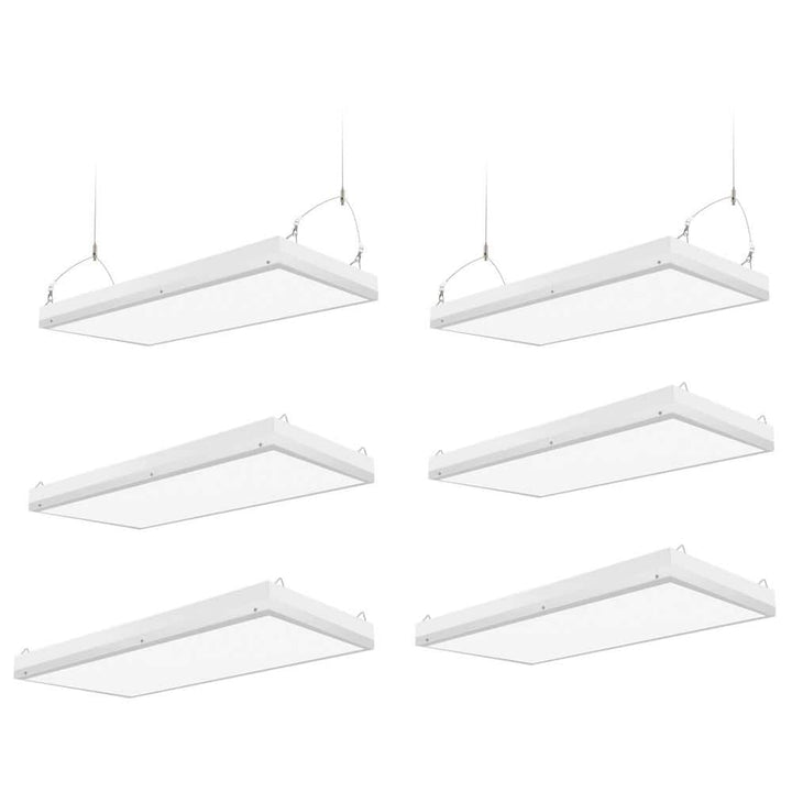 Honbei 6-Pack 2ft. 500-Watt Equivalent Integrated LED White High Bay Light,16000Lumens Industrial Workshop Linear Hanging Light
