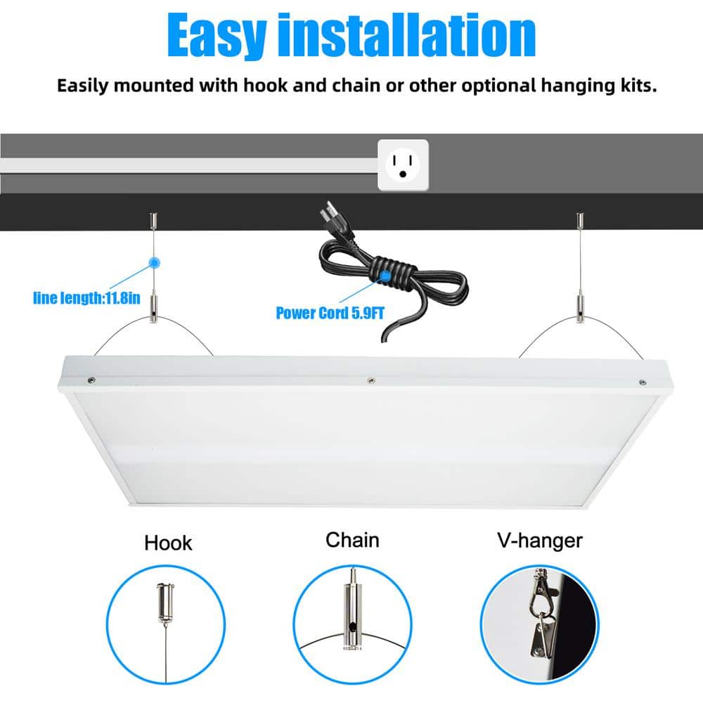 WYZM 2 ft. 400-Watt Equivalent Integrated LED White Shop High Bay Light with 16000 Lumens 5000K