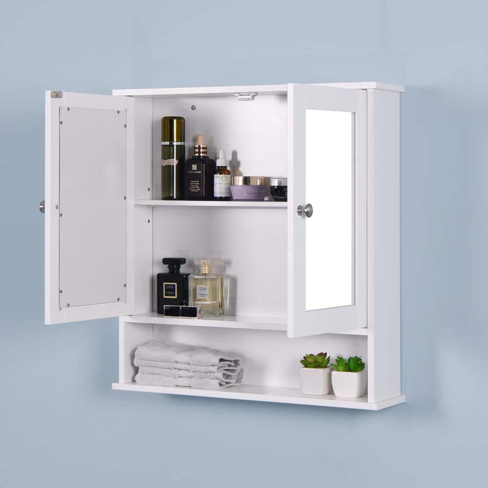 Hooseng 5.12 in. W x 22.8 in. H Rectangular MDF Medicine Cabinet with Mirror and 2-doors