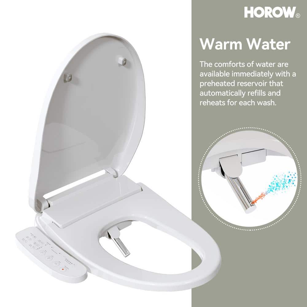 HOROW ADA Chair Height Elongated Bidet Toilet Combo with Dual Flush, Electric Bidet Seat, & Warm Air Dryer
