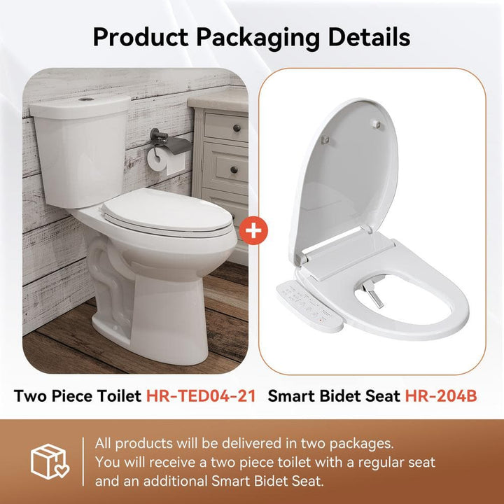 HOROW 21" Heightened Dual Flush Elongated Toilet with Smart Bidet Seat