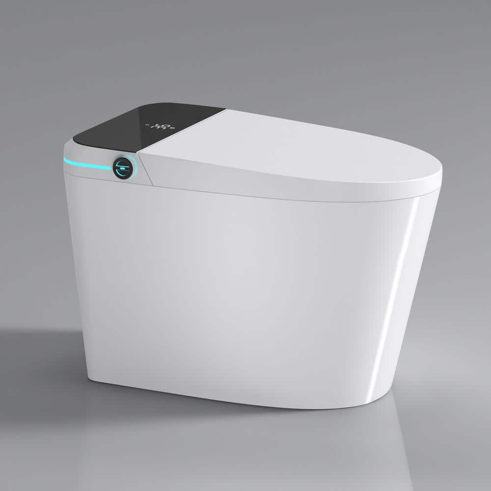 JimsMaison Elongated Bidet Toilet 1.28 GPF with LED Display & Warm Water in White