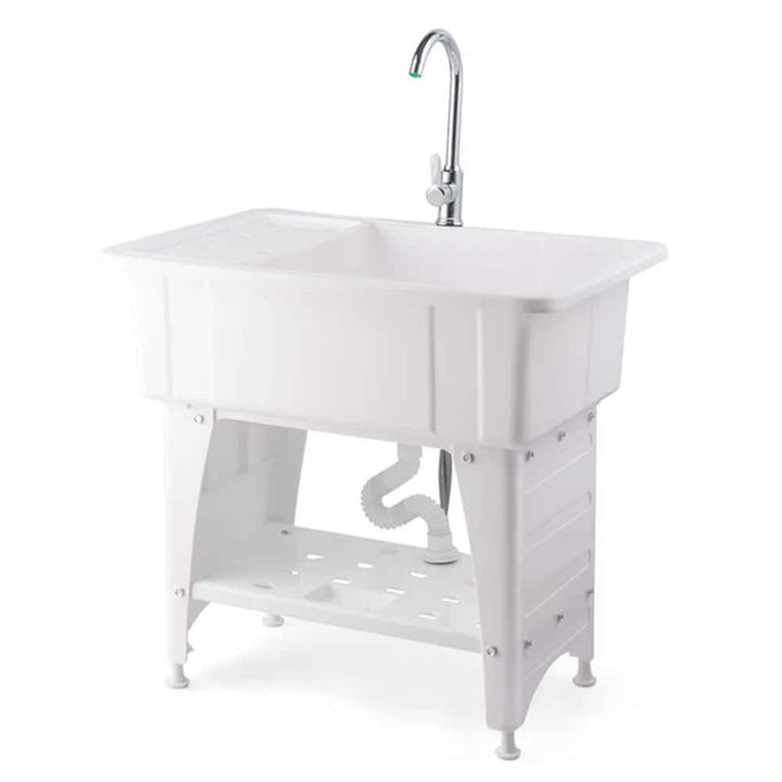 Karl home 32.3" Freestanding Laundry Utility Sink in White with Faucet