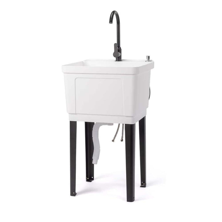 Karl home Freestanding Utility Sink with Faucet - 18.9 x 19.7 in, White