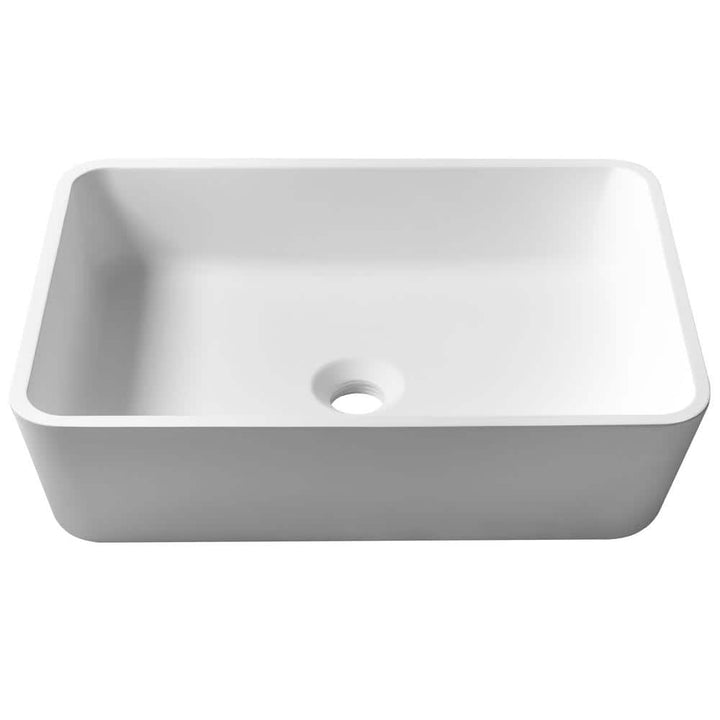 KRAUS Natura Rectangle Solid Surface Vessel Sink in White, 20 x 14 x 4-7/8 in (KSV-2MW)