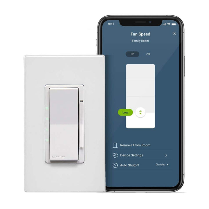 Leviton Decora Smart Wi‑Fi Fan Speed Controller, White DW4SF-1RW