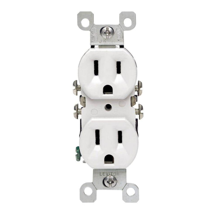 Leviton 15 Amp CO/ALR Duplex Outlet, 125V, White (Model 12650-W)