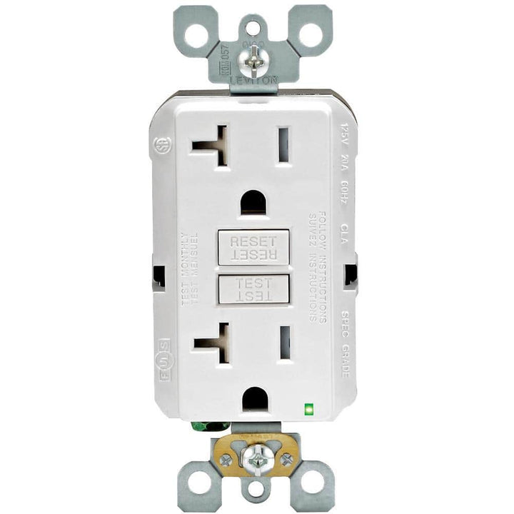 Leviton 20 Amp 125-Volt Duplex SmarTest Self-Test SmartlockPro Tamper-Resistant GFCI Outlet, White (4-Pack)