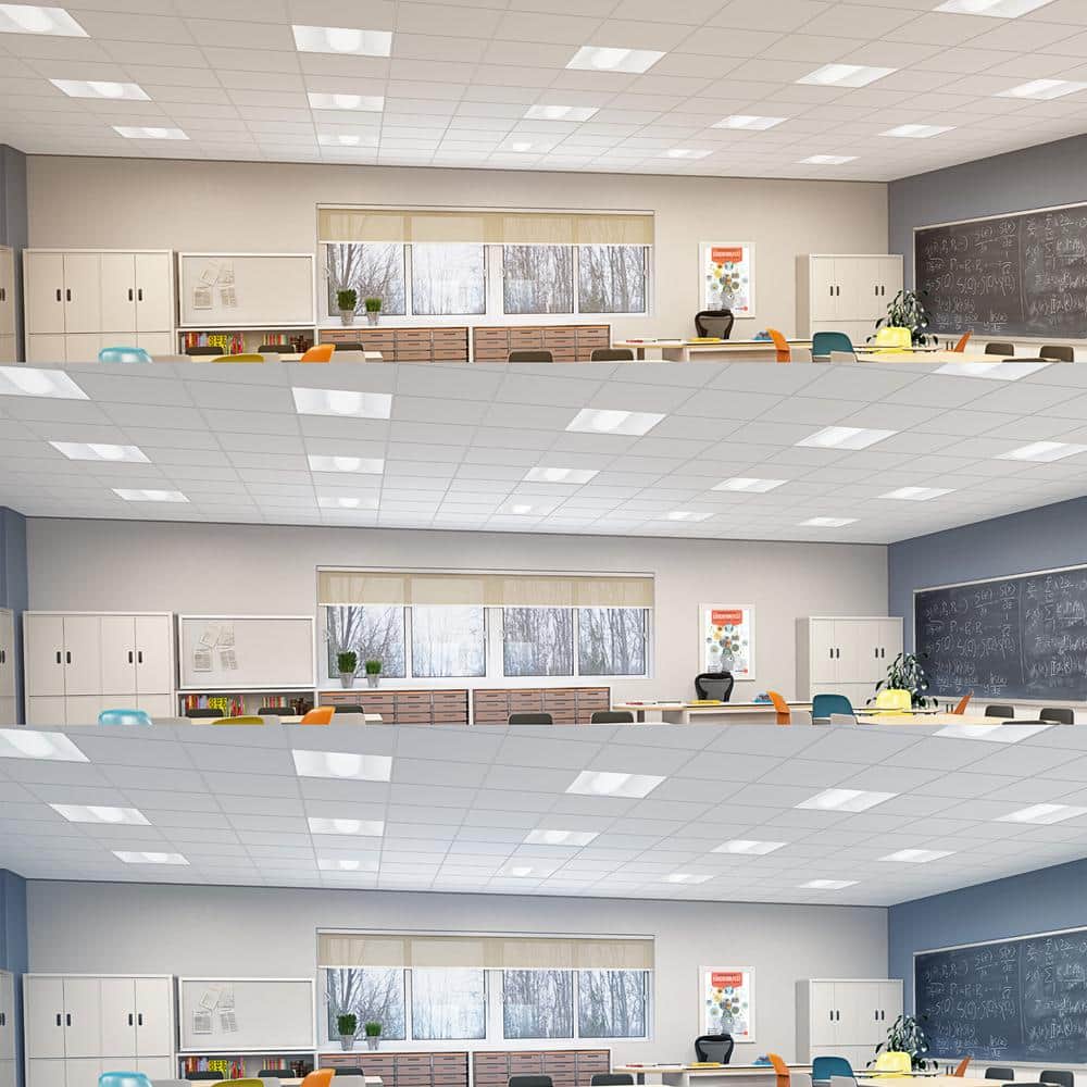 LUXRITE 2 ft. x 2 ft. 2500/3750/5000 Lumens Integrated LED Panel Light 3 Color Options 3500K/4000K/5000K Dimmable (4-Pack)