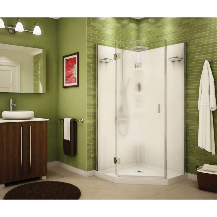 Papaya 36 in. x 36 in. x 72 in. Center Drain Corner Shower Kit in White with Frameless Door in Chrome