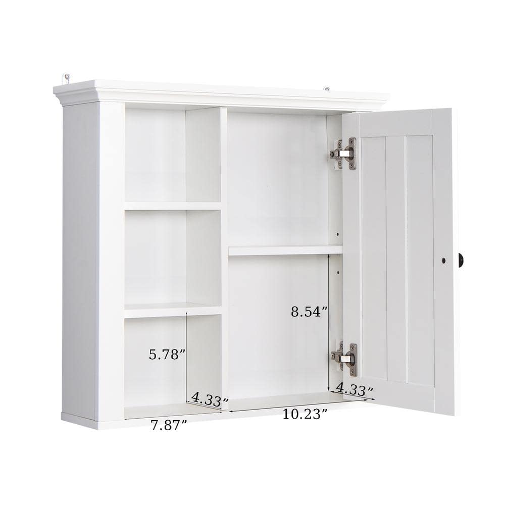 Hooseng Cripy 20.9 in. W x 19.9 in. H Framed Rectangular White Surface Mount Medicine Cabinet without Mirror