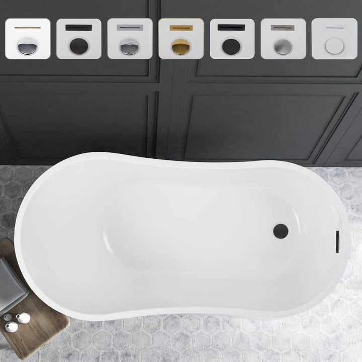 Vanity Art Unbranded Limoges 55 in. Acrylic Flatbottom Bathtub in White/Oil Rubbed Bronze