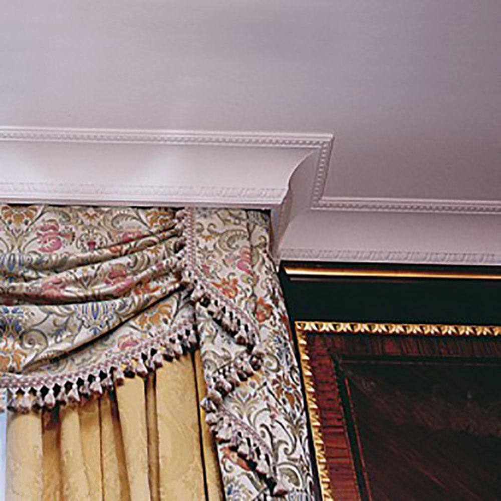 ORAC DECOR 4-5/8 in. x 5-1/4 in. x 78-3/4 in. Egg and Dart, and Beads Primed White Polyurethane Crown Moulding (9-Pack)
