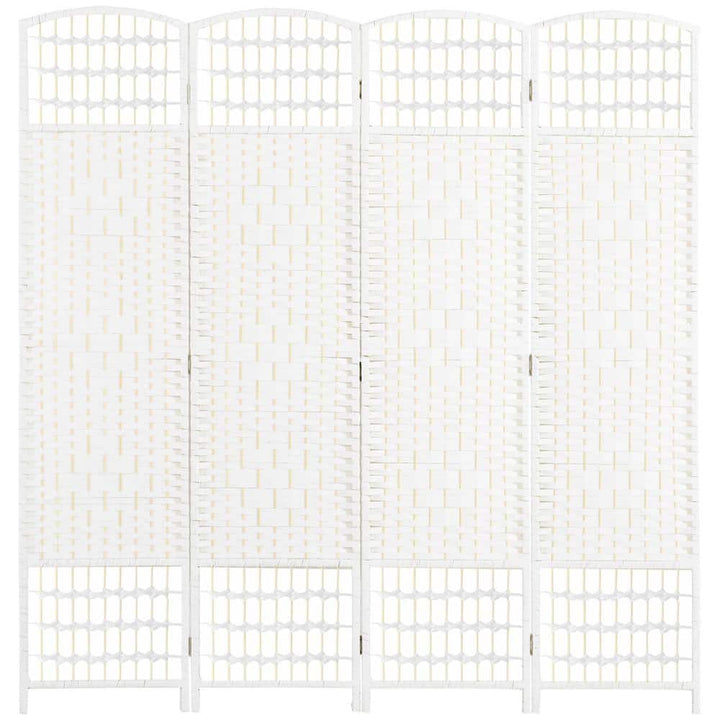 4-Panel Room Divider, Folding Privacy Screen, Room Separator, Wave Fiber Freestanding Partition Wall Divider in White