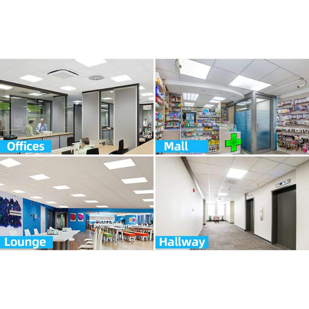 Honbei 2 ft. x 2 ft. 5800 LM Integrated LED Panel Light, 5000K 2 x 2 LED Flat Panel Light Recessed Back-Lit for Office (6-Pack)