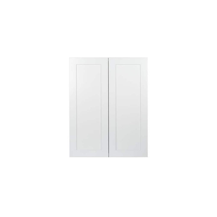 Plywell Ready to Assemble 24x42x12 in. Shaker Double Door Wall Cabinet with 3-Shelf in White