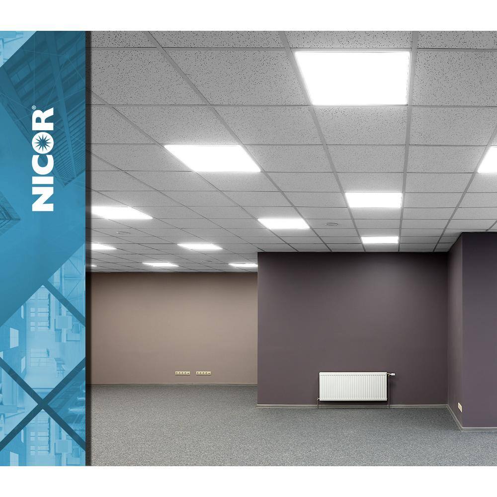 NICOR TGL1 2 ft. x 4 ft. 300-Watt Equivalent Integrated LED White Troffer, 3500K, 2-Pack
