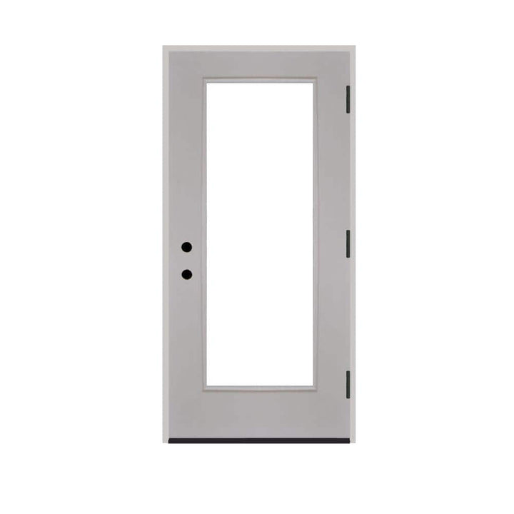 Steves & Sons 32 in. x 80 in. Legacy Full Lite Clear Glass Left-Hand Outswing White Primed Fiberglass Prehung Front Door