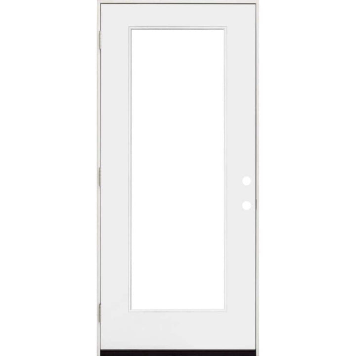 Steves & Sons 32 in. x 80 in. Legacy Full Lite Clear Glass Right-Hand Outswing White Primed Fiberglass Prehung Front Door